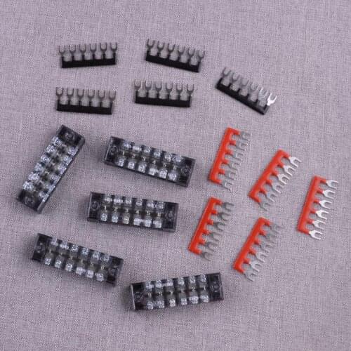 5 Sets 15A 600V Power Distribution Bus Bar Dual Row 6 Position Terminal Block Barrier Strip Fit for Car Auto Marine