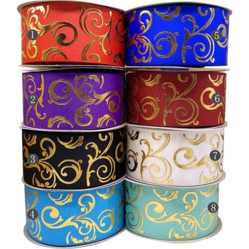 Free shipping 50 yard per size foil swirl printed grosgrain ribbon SP-38-G-075