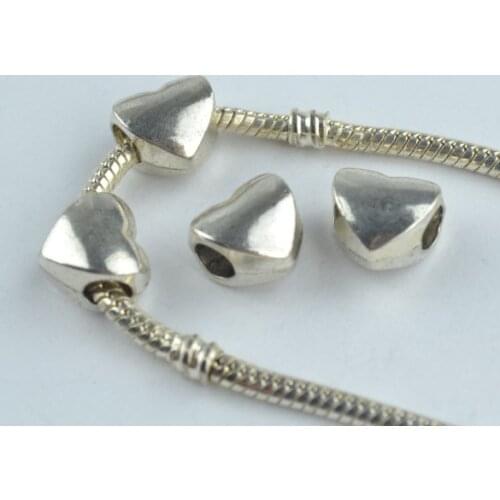 10 pcs alloy beads Heart Shape charm tibetan silver diy beads for European bracelet jewelry making 1830