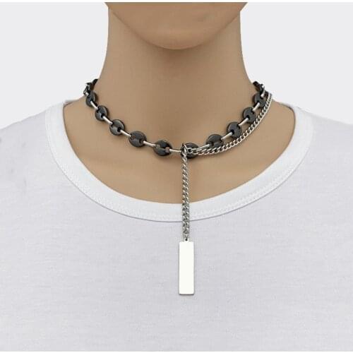 Hand stitching chain clavicle chain simple necklace ceramic mens and womens collar