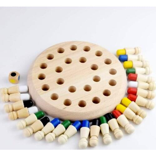 Wooden Montessori Puzzle Board Game Color Memory Chess Toys Preschool Baby Memory Development Early Childhood Educational Toy
