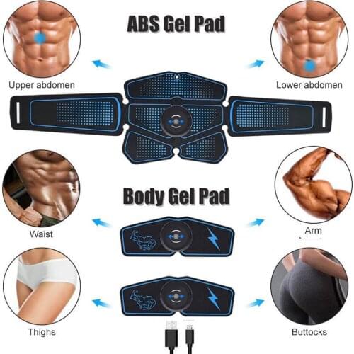 Abdominal EMS Muscle Stimulator USB Charging ABS Gel Pad Stimulator Belt Slimming Bandage Vibration Fitness Equipments Slimming