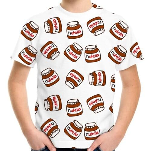 Summer Boy Girl Food Nutella Funny Print T-Shirt Children Teen 90s Harajuku Kawaii Fashion Tshirt Kids Cute Cartoon Clothes Tops
