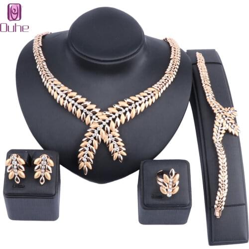 African Beads Jewelry Sets Gold Color Nigerian Wedding For Women Crystal Jewelry Wedding Bridal Accessories Jewelry Set