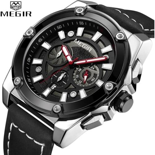 MEGIR Fashion New Men Watches Top Brand Luxury Luminous Chronograph Waterproof Watch Sport Quartz Wristwatch Relogio Masculino
