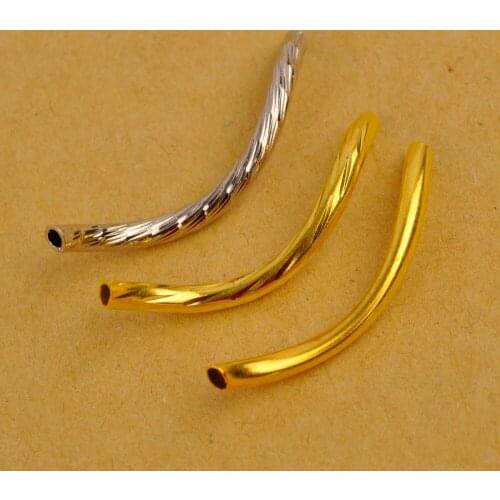 500pcs 2x25mm Metal S Curve Tube Spacer Gold Silver Bronze Dull Silver Plated For Jewelry Making Craft DIY