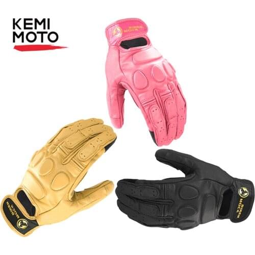 Motorcycle Gloves Leather Retro Brown Motor Bike Glove Men Women Chopper Shockproof Guantes Moto Motocross Glove