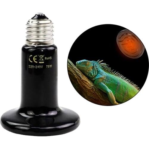Reptile Heat Lamp Infrared Ceramic Heating Non-Light Lamps Emitter 220v Black