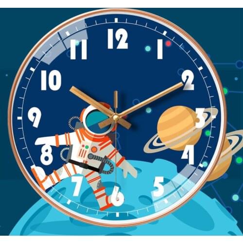 Space Universe Wall Clock for Kids Rooms Astronaut Silent Clock Planet Simple Art Children Bedroom Home Decorations
