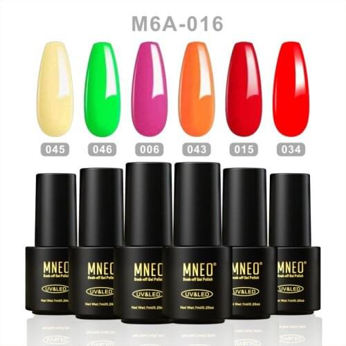 Neon Gel Nail Polish Set 6 PCs Bright Vibrant Colors Top Coat UV Varnish All for Nails Manicure Pastel Soak Off Nailart Enamels