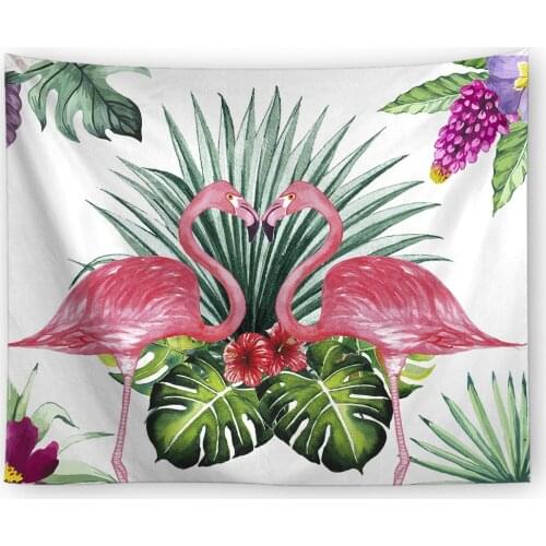 NIOBOMO Flamingos and plant Tapestry Hippie Retro Home Decor Yoga Beach Towel