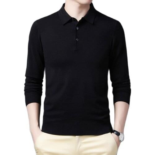 Manpullovers，Autumn New, Casual T-Shirt Sweater,Lapel,Solid Color,Button Decoration,Nine Colors,M-3XL,Casual Matching Base Shirt