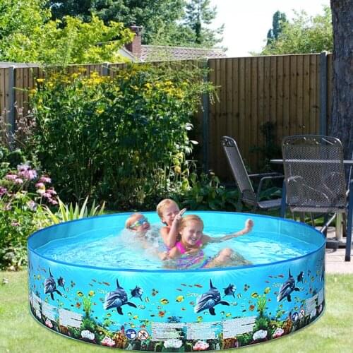Outdoor Backyard Fashion Kids Foldable Round Pool Marine Pattern Swimming Pools Easy Carrying Swimming Durable Parts