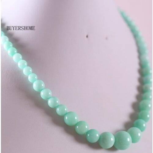 Handmade Beaded Necklace Natural Stone Round Green Jades Necklace for Women Jewelry Gift E028