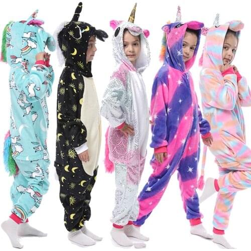 Kigurumi Kids Unicorn Pajamas Onesie For Children Animal Cartoon Blanket Sleepers Baby Costume Winter Boy Girl Licorne Jumspuit