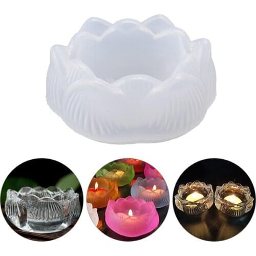 Lotus Candle Holder Epoxy Resin Mold Storage Box Ashtray Casting Mold Floral Large Tray Making Flower Mold Epoxy Resin Crafts