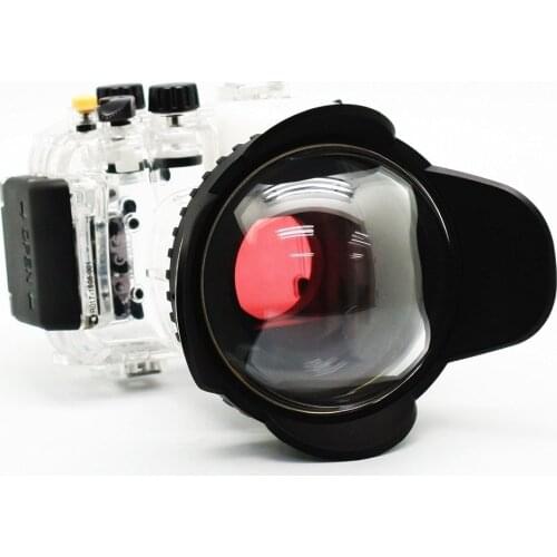 40M/130FT Underwater Camera Housing for Canon Powershot G16 Waterproof Case + Fisheye Wide Angle 67mm Lens + Red Filter