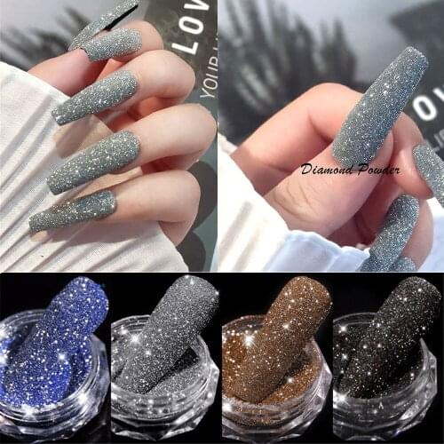 Nail Powder Broken Glitter Crystal Diamond Shiny Nail Art Pigment Nail Polish Laser Dazzling Disco Style Nail DIY Decorations