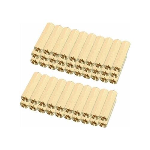 50pcs Brass Straight PCB Pillar Female Thread Hex Standoff Spacer M3x5x18mm