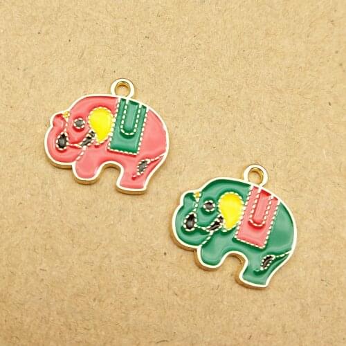10pcs 16x17mm elephant charm enamel charm for jewelry making fashion earring pendant bracelet necklace charm
