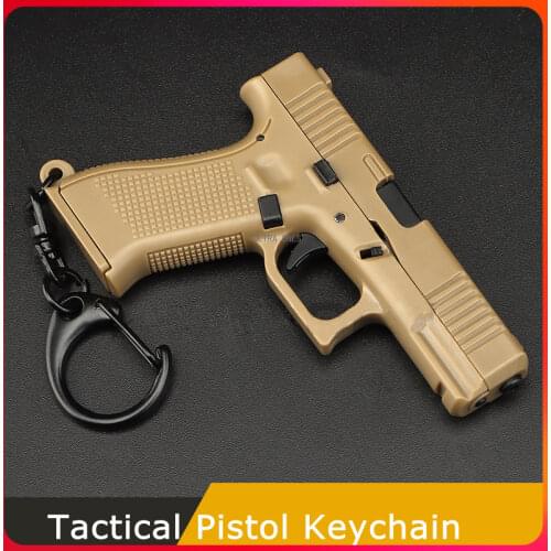 Tactical Hiking Pistol Shape Keychain Mini Portable Decorations Detachable Key Ring Shooting Hunting Gun Accessories Keys Holder