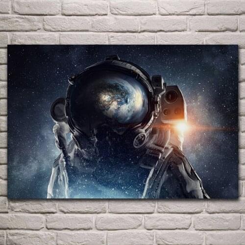 Space astronaut stars galaxy planet space art living room decor home wall art decoration wood frame fabric posters KL133