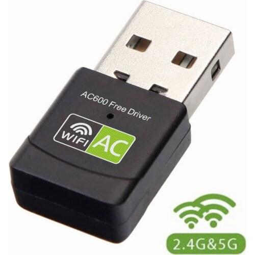 600Mbps USB Wifi Adapter 2.4G 5G Dual Band Free Driver Network Card Wi-fi USB Ethernet Dongle 802.11n/g/a/ac 100pcs/Lot