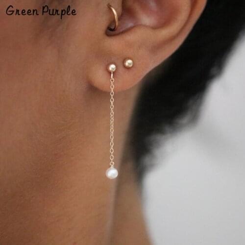 Dainty Pearl Earrings Gold Wrap Earrings Handmade Jewelry Boho Brincos Minimalism Pendientes Earrings for Women Oorbellen