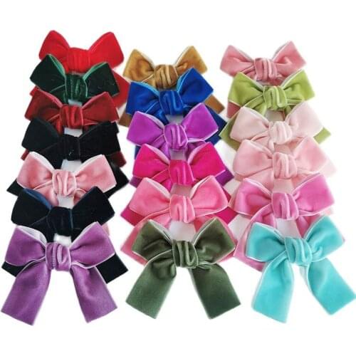 12pcs Baby Hair Clips Velvet Girls Hair Bows Hair Accessories Infant Soft Ribbon Hairpin Children Side Clip Toddlers Hairgrip