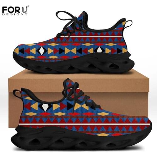FORUDESIGNS Flats Shoes Women Casual Mesh Rubber Walking Shoes Traditional Nation Aztec Pattern Fashion Comfortable Sneakers