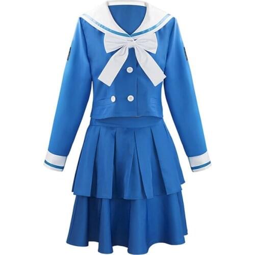 Halloween Anime Danganronpa V3 Killing Harmony Tenko Chabashira Cosplay Costume Women Blue School Uniform Outfit Dress Suit