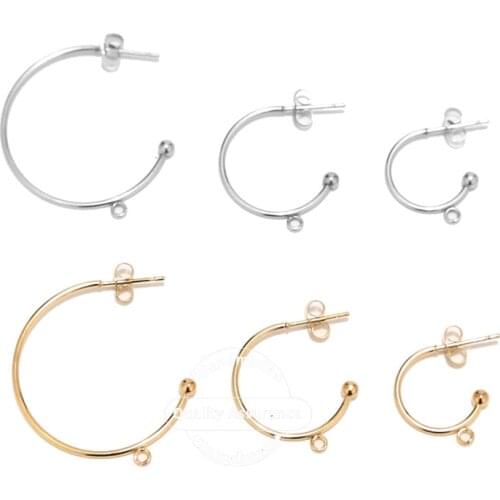 10pcs Gold Plated 15mm 20mm 30mm Earring Posts with loop C Shape Ear Studs Earrings Accessories DIY Jewelry Making