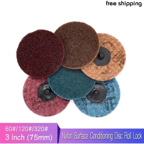 12 PCS 3 Inch Quick-Change Surface Conditioning Disc Nylon Sanding Disc Roll Lock for Metal Surface Prep