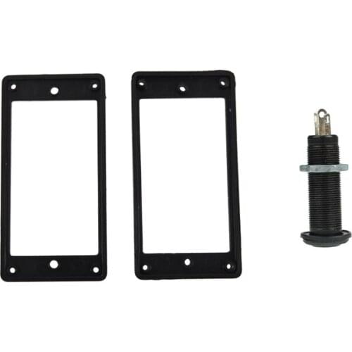 2Pcs Flat Humbucker Pickup Mounting Ring Frame with Guitar / Bass Cylinder Flush Mount Output Jack