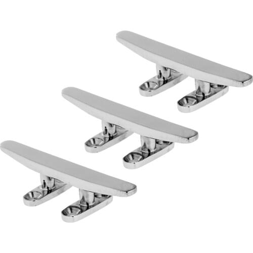 3X 4in Stainless Steel Yacht Jet Boat Dock Deck Line Rope Cleat Open Base