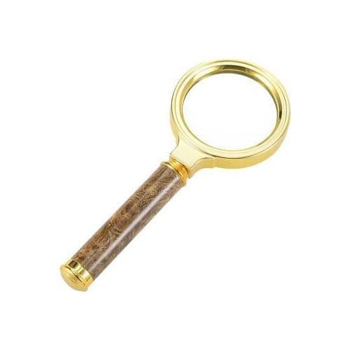 45mm 5X Handheld Magnifying Glass Lens Magnifier Gold Tone