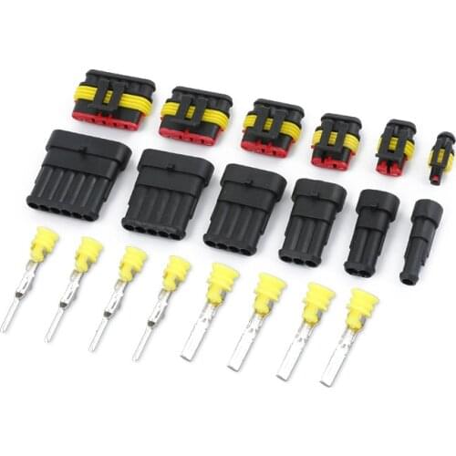 2-5sets Kit 2 pin 1/2/3/4/5/6 pins Way AMP Super seal Waterproof Electrical Wire Connector Plug for car waterproof connector