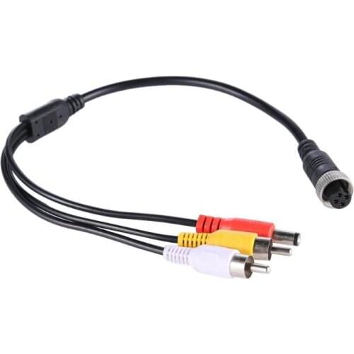 4P Aviation Head Female Plug to 2RCA Male DC Male Cable Video Extension Adapter Wire Cord