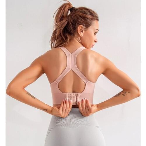 Vest-Style Breasted Adjustable Gym Sports Underwear Ladies Quick-Drying Shockproof Plastic Chest Yoga Running Fitness Sports Bra