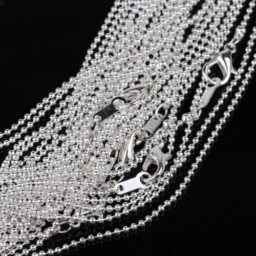 18" Necklace 1.5mm Silver Plated Ball Necklace Chain With Lobster Clasp Hook For Necklaces Jewelry Accessories 30Pcs/lot