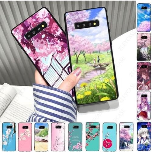 Japanese Cherry blossoms flower girl Phone Case For samsung s10 s20fe s9 s30 s20ultra s21plus note9 note10plus note20ultra COVER