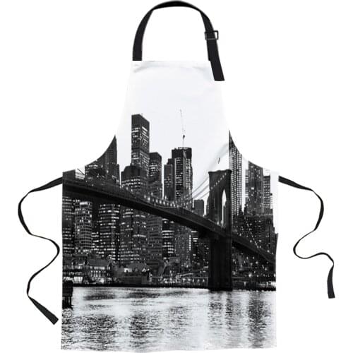 Black And White Urban Architecture Aprons for Women Men Kid Cooking Baking Apron Kitchen Utility Equipment Accessories