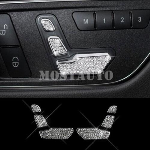 For Benz E Class W212 Rhinestone Style Seat Adjust Button Trim Cover 2010-2013 6pcs Car Decor Car Accessories Interior Car Trim