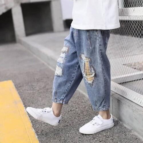 Baby Boys Jeans Pants 2021 New Children Trousers 2 3 4 5 6 7 8Yrs Boys Jeans Boys Casual Pants Ripped pants Jeans For Kids