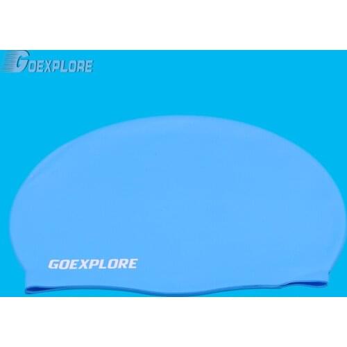 Goexplore Swimming Cap Men Women Adult Free size Elastic Silicon Rubber Waterproof Protect Ears Long Hair Sports Swim Pool Hat