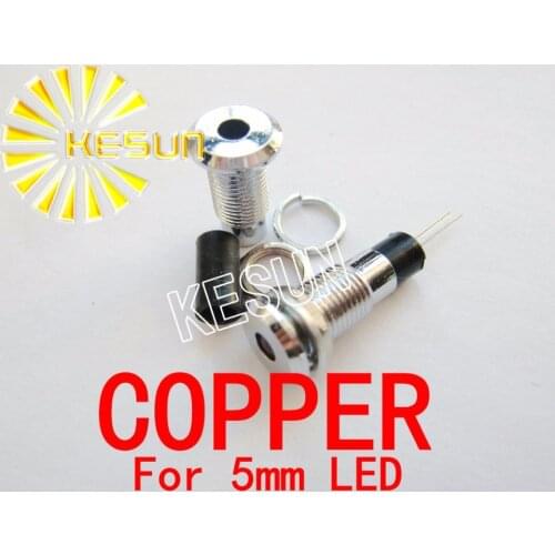 5PCS x 5mm Flat top Copper LED Holder Socket for 5mm Round Top LED Diodes