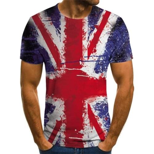 2021 new summer mens T-shirt 3D three-dimensional flag series printing round neck casual T-shirt mens T-shirt