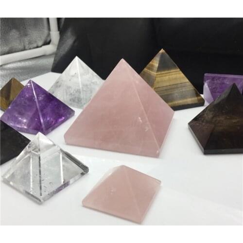 Natural Amethyst Crystal Pyramid Quartz Healing Stone Chakra Reiki Crystal Tiger eye point Home Decor Crafts Of Gem Stone 1PC
