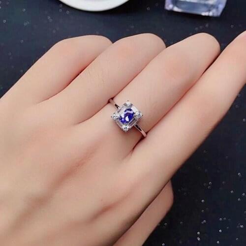 Dazzling Tanzanite Ring for Engagement 4mm*6mm 0.5ct Natural Tanzanite Silver Ring Solid 925 Silver Tanzanite Jewelry