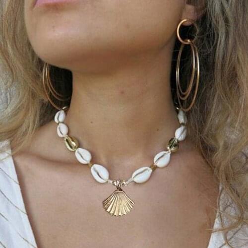 XIYANIKE12 Style New Fashion Natural Seashell Black Rope Chain Choker Necklace Collar Necklace Choker Necklace For Summer Beach